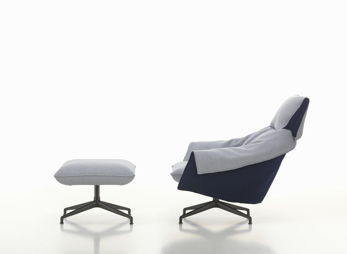 Vitra Bascule Ottoman mit Highback Lounge Chair in der Seitenansicht